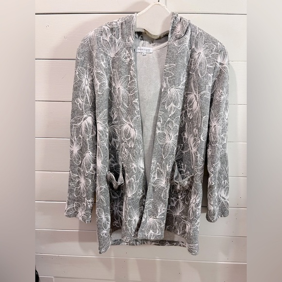🩶 MARIE CLAIRE • Cardigan à capuche fleuri • Taille G/L - Picture 1 of 9